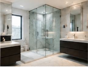 Custom glass shower enclosure